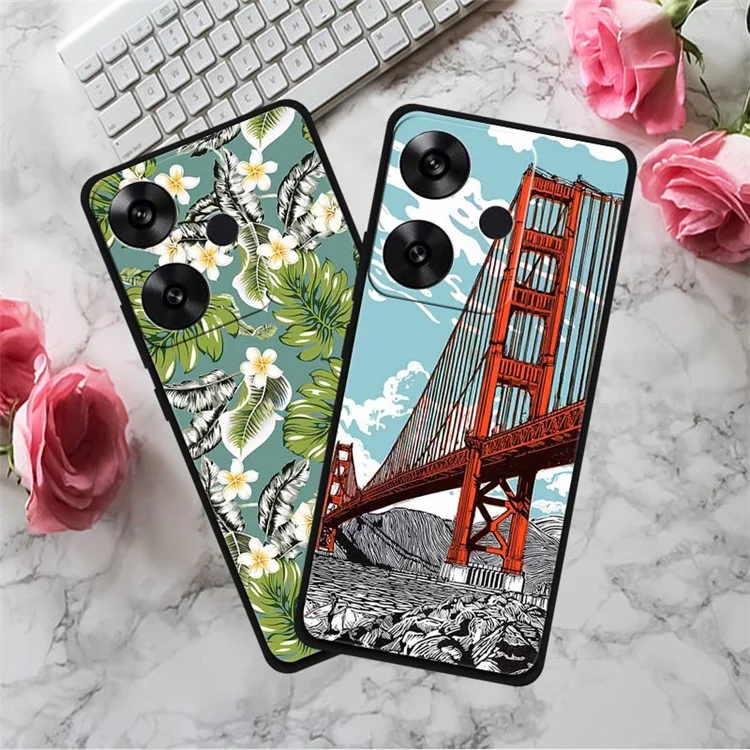 Pour Xiaomi Poco F6 5G / Redmi Turbo 3 5G Étui Motif d'impression Soft TPU Housse de téléphone portable - Petit lapin blanc