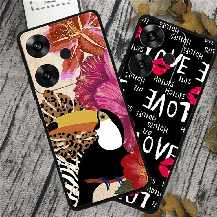 Pour Xiaomi Poco F6 5G / Redmi Turbo 3 5G Étui Motif d'impression Soft TPU Housse de téléphone portable - Petit lapin blanc