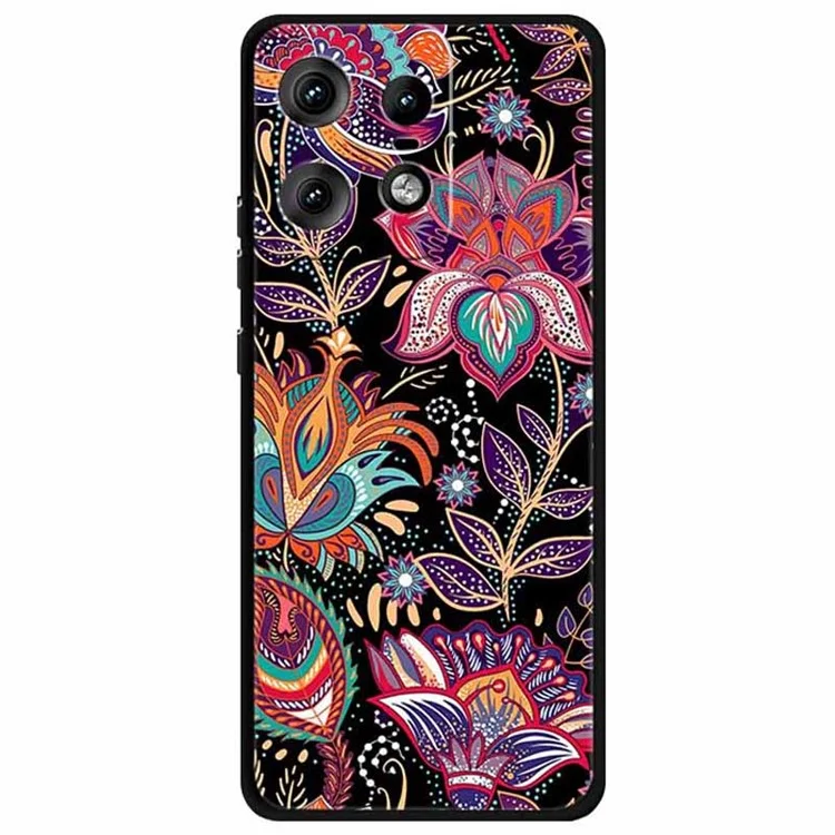 For Motorola Edge 50 Pro 5G Case Pattern Printing Soft TPU Cell Phone Cover - Purple Leaf Flower