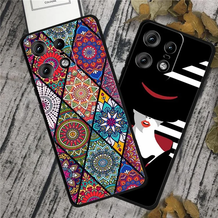 For Motorola Edge 50 Pro 5G Case Pattern Printing Soft TPU Cell Phone Cover - Purple Leaf Flower