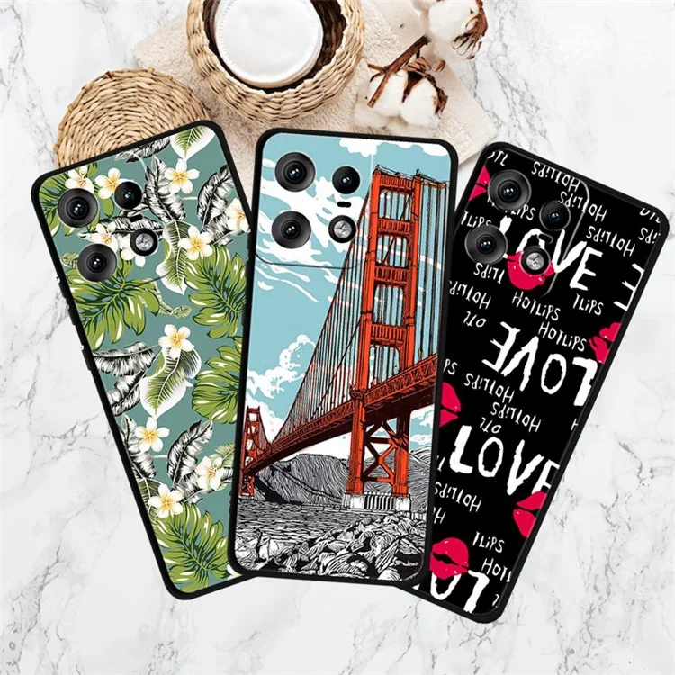 For Motorola Edge 50 Pro 5G Case Pattern Printing Soft TPU Cell Phone Cover - Purple Leaf Flower