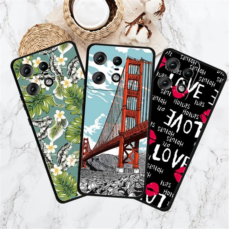 For Motorola Edge 50 Pro 5G Case Pattern Printing Soft TPU Cell Phone Cover - Cercis Gold Flower