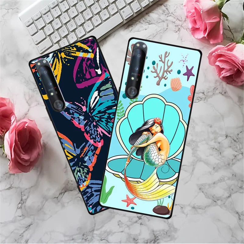 For Sony Xperia 1 IV 5G Case Pattern Printing Soft TPU Cell Phone Cover - Mermaid Clam