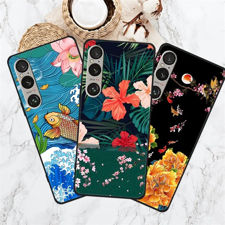 For Sony Xperia 1 VI Case Pattern Printing Anti-Scratch TPU Phone Cover - Phoenix Flower