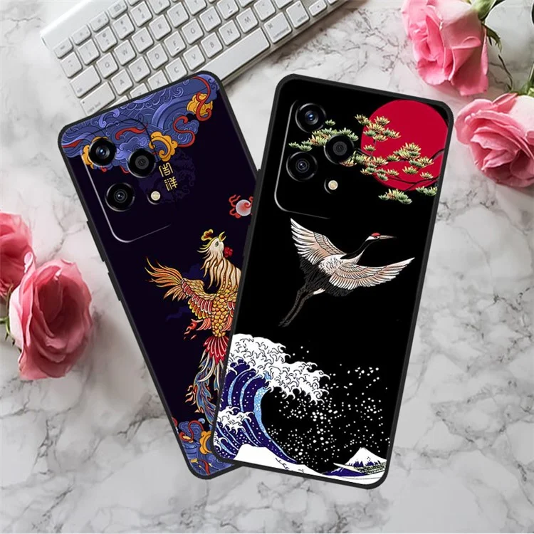 Cover telefonica in TPU con stampa a motivo per Honor 200 Lite, antishock - Ricchezza / Rosso