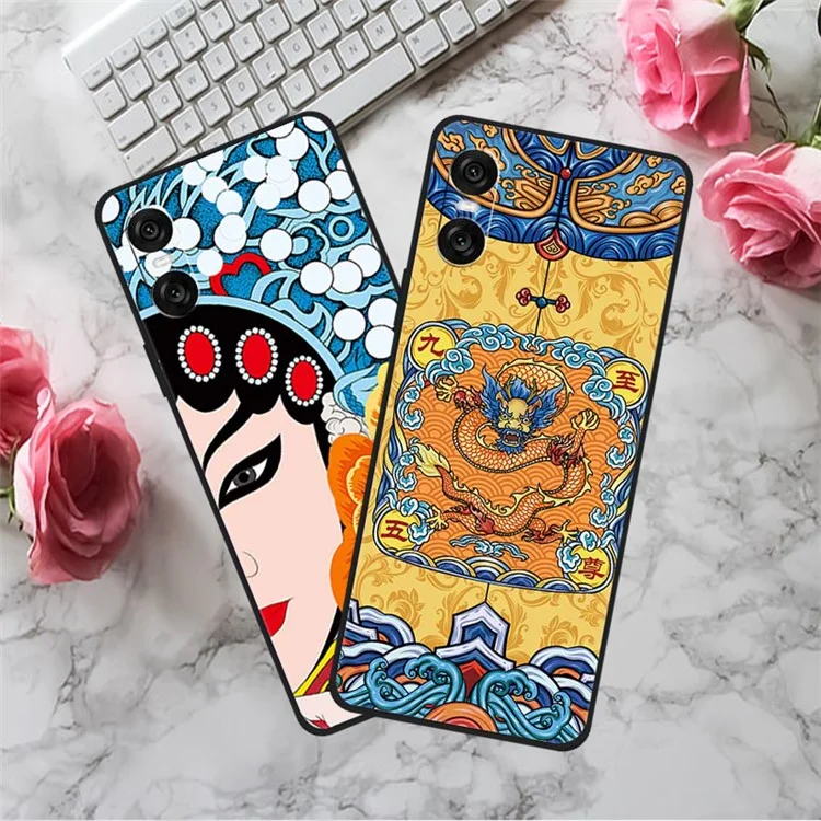 For Sony Xperia 10 VI Case Unique Pattern Printed TPU Anti-drop Cell Phone Cover - Ancient Tower and Fish