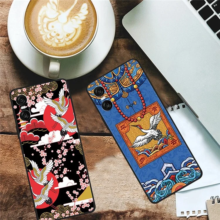 For Sony Xperia 10 VI Case Unique Pattern Printed TPU Anti-drop Cell Phone Cover - Ancient Tower and Fish