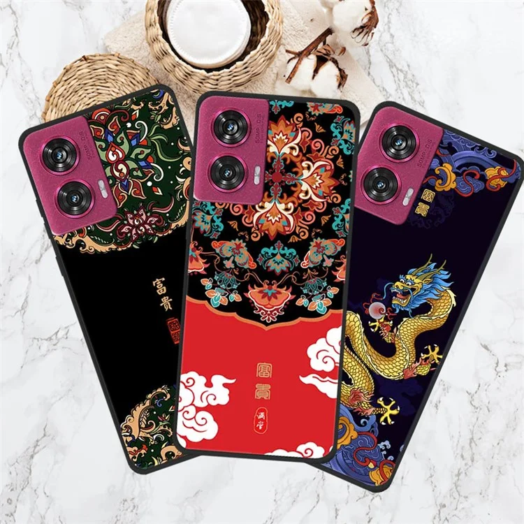 For Motorola Edge 50 Fusion 5G Phone Case Pattern Printing Soft TPU Protection Cover - Ancient Tower and Fish