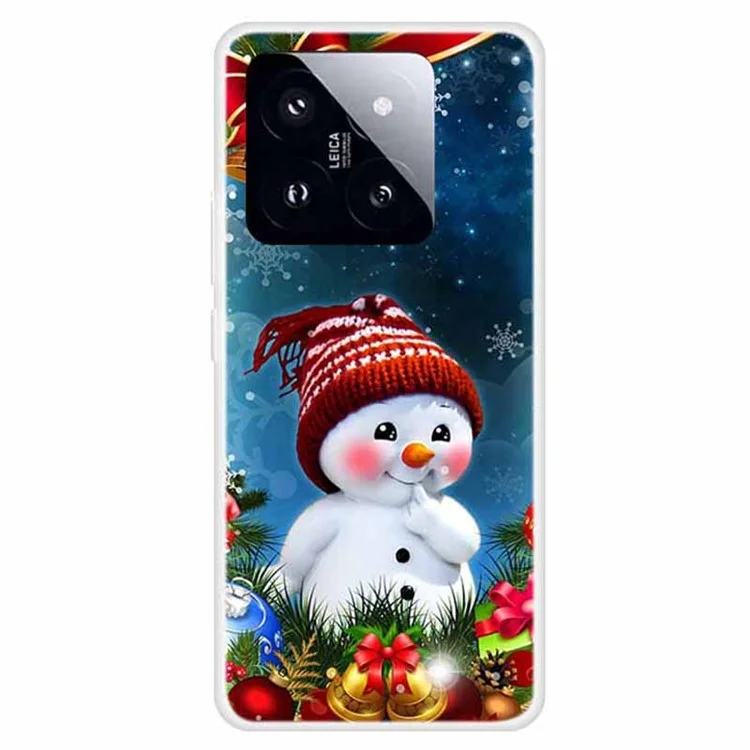 Pour Xiaomi 14 Pro Merry Christmas Case Soft TPU Slim Fit Protective Phone Cover - Cartoon Snowman