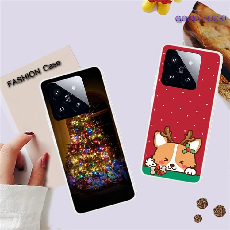 Pour Xiaomi 14 Pro Merry Christmas Case Soft TPU Slim Fit Protective Phone Cover - Cartoon Snowman
