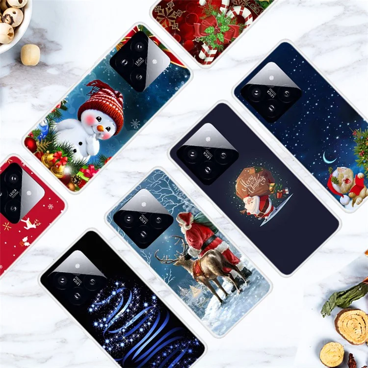 Pour Xiaomi 14 Pro Merry Christmas Case Soft TPU Slim Fit Protective Phone Cover - Cartoon Snowman