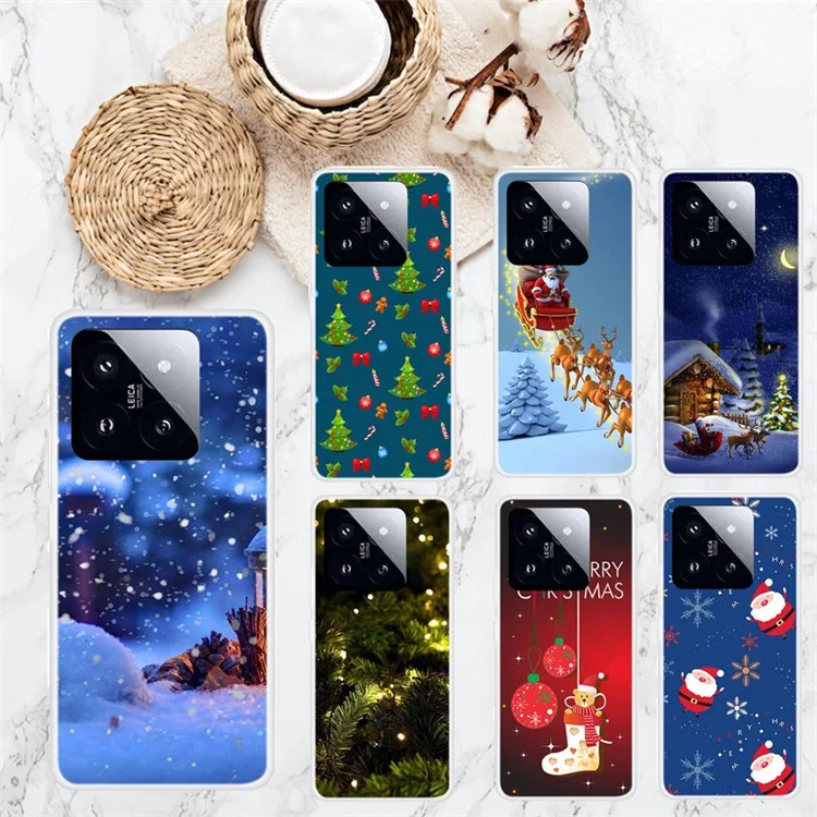 Pour Xiaomi 14 Pro Merry Christmas Case Soft TPU Slim Fit Protective Phone Cover - Cartoon Snowman
