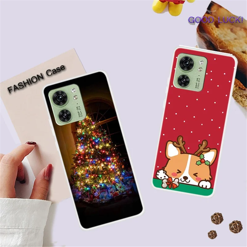 For Motorola Edge 40 5G Case TPU Xmas Theme Protective Phone Cover - Candy