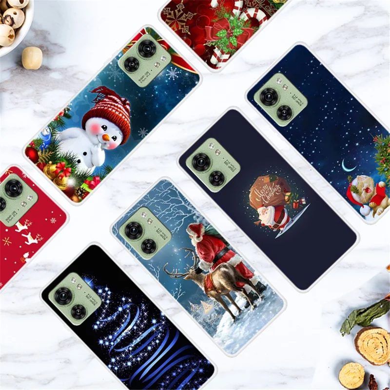 For Motorola Edge 40 5G Case TPU Xmas Theme Protective Phone Cover - Candy