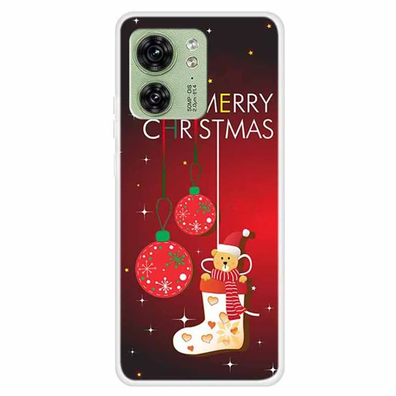 غطاء لهاتف Motorola Edge 40 5G بتصميم عيد الميلاد من مادة TPU - جورب