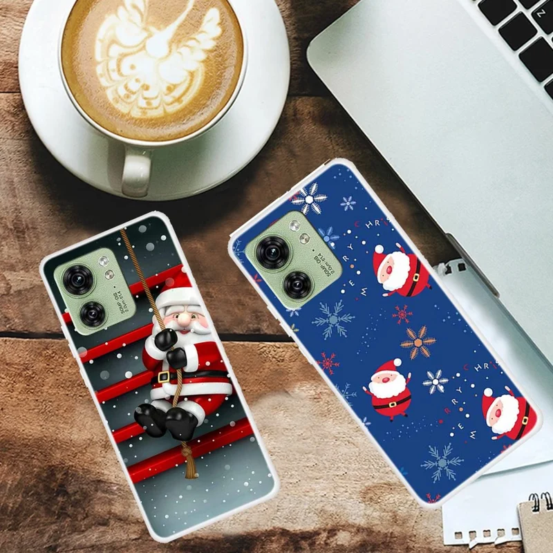 غطاء لهاتف Motorola Edge 40 5G بتصميم عيد الميلاد من مادة TPU - جورب