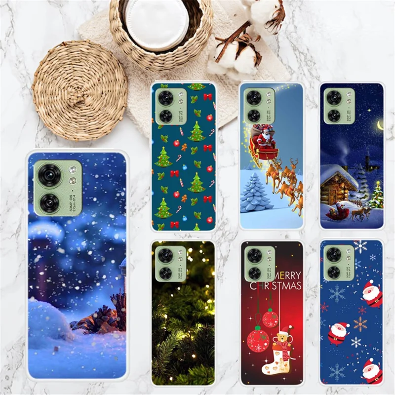 غطاء لهاتف Motorola Edge 40 5G بتصميم عيد الميلاد من مادة TPU - جورب