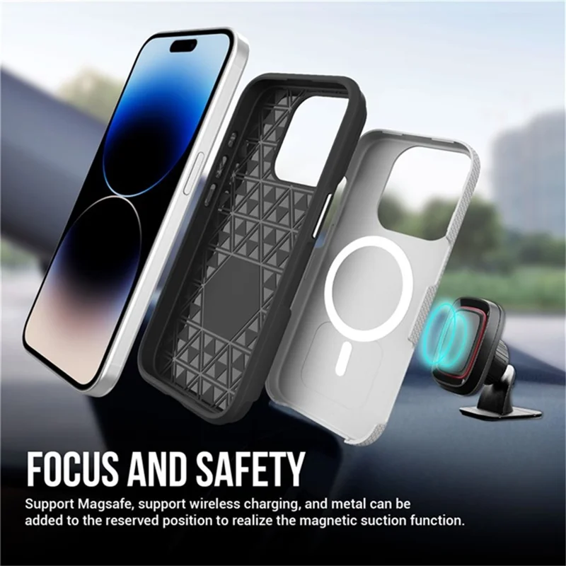 For iPhone 16 Case Compatible with MagSafe Protective TPU+PC Phone Cover - Black
