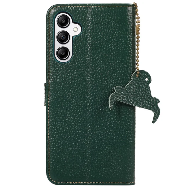 For Samsung Galaxy S24 FE Case RFID Blocking Genuine Cow Leather Phone Cover - Green