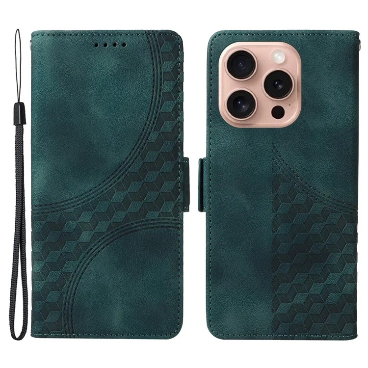 Für iPhone 16 Pro Case Rhombus Starry Leather Wallet Flip Phone Cover - Grün