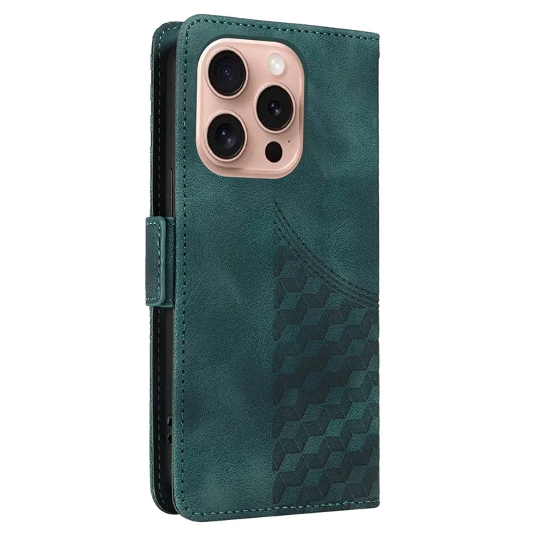 Für iPhone 16 Pro Case Rhombus Starry Leather Wallet Flip Phone Cover - Grün