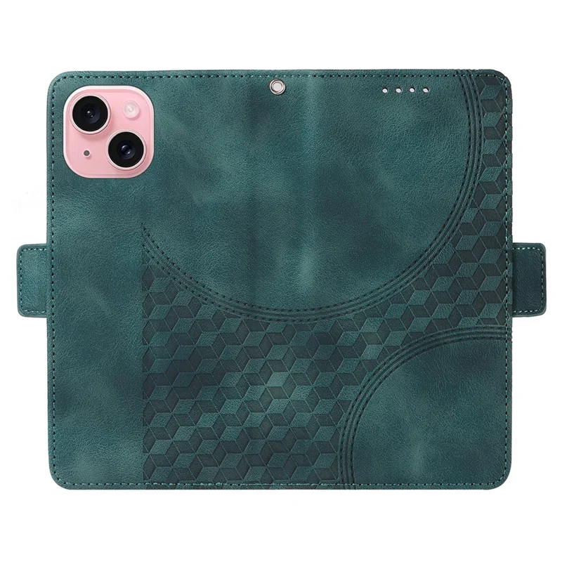 Para iPhone 15 Case PU Leather Rhombus Starry Phone Wallet Cover - Verde