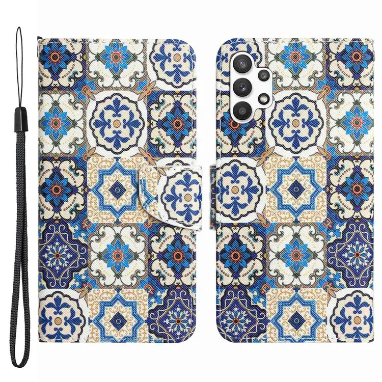 Für Samsung Galaxy A13 4G / 5G / A04s 4G (164,7 x 76,7 x 9,1 mm) Cross Texture Pattern Printing Phone Case PU Leather Wallet Cover mit faltbarem Ständer - Retro Totem