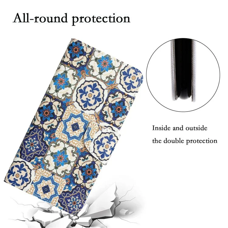 Für Samsung Galaxy A13 4G / 5G / A04s 4G (164,7 x 76,7 x 9,1 mm) Cross Texture Pattern Printing Phone Case PU Leather Wallet Cover mit faltbarem Ständer - Retro Totem