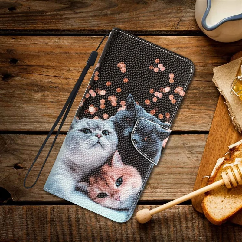 For Samsung Galaxy A13 4G / 5G / A04s 4G (164.7mm) Phone Case Pattern Printing PU Leather Wallet Cover with Stand - Cat