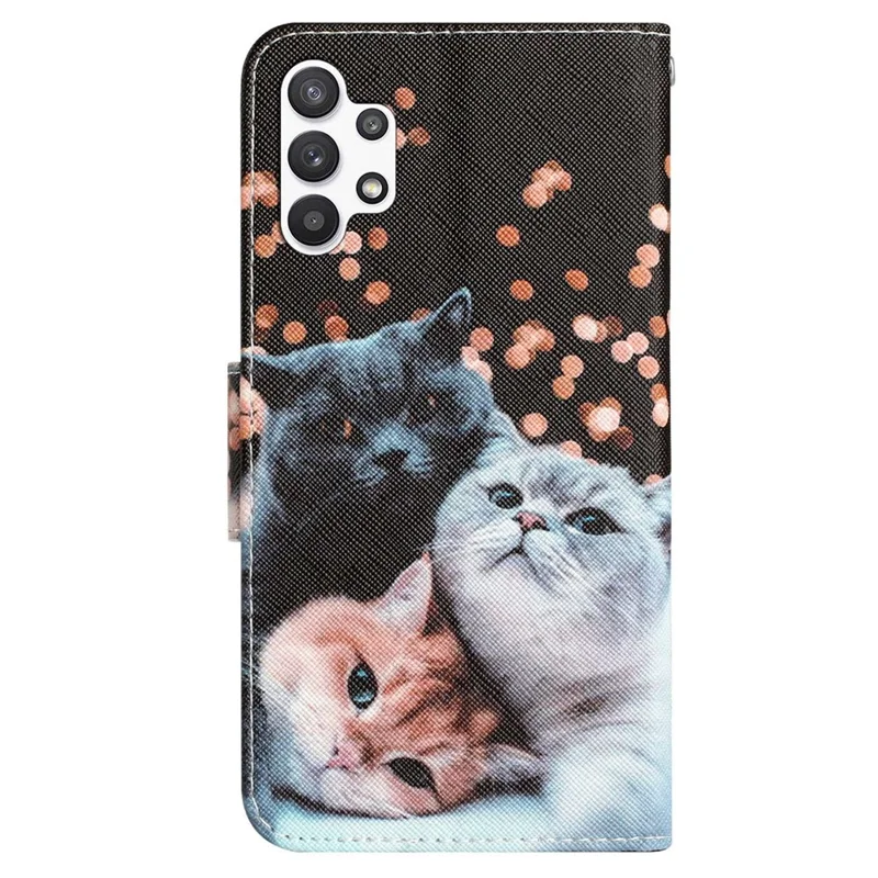 For Samsung Galaxy A13 4G / 5G / A04s 4G (164.7mm) Phone Case Pattern Printing PU Leather Wallet Cover with Stand - Cat