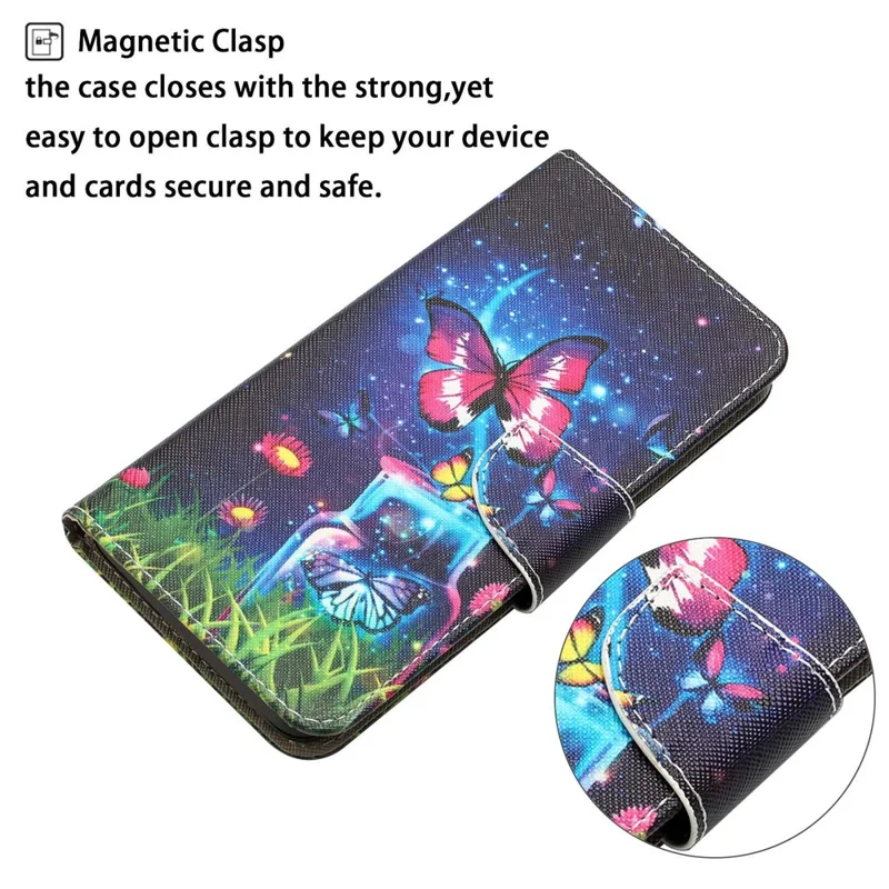 For Samsung Galaxy A13 4G / 5G / A04s 4G (164.7mm) Phone Case Pattern Printing PU Leather Wallet Cover with Stand - Bottle / Butterfly
