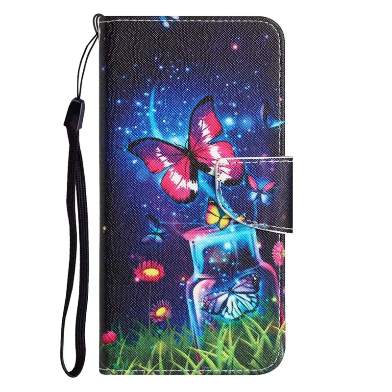 For Samsung Galaxy A13 4G / 5G / A04s 4G (164.7mm) Phone Case Pattern Printing PU Leather Wallet Cover with Stand - Bottle / Butterfly