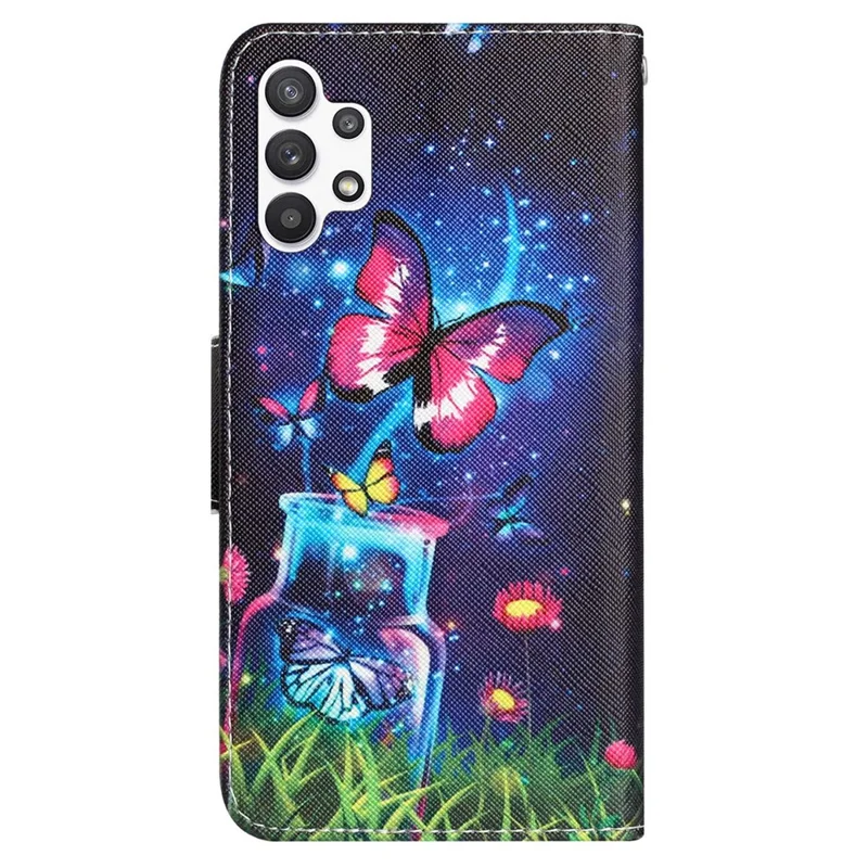 For Samsung Galaxy A13 4G / 5G / A04s 4G (164.7mm) Phone Case Pattern Printing PU Leather Wallet Cover with Stand - Bottle / Butterfly