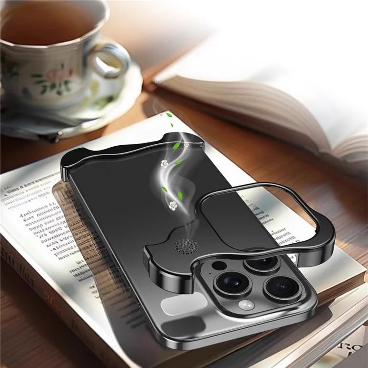 Чехол-бампер для iPhone 12 Pro Max с металлической крышкой и ароматерапевтической таблеткой - черный