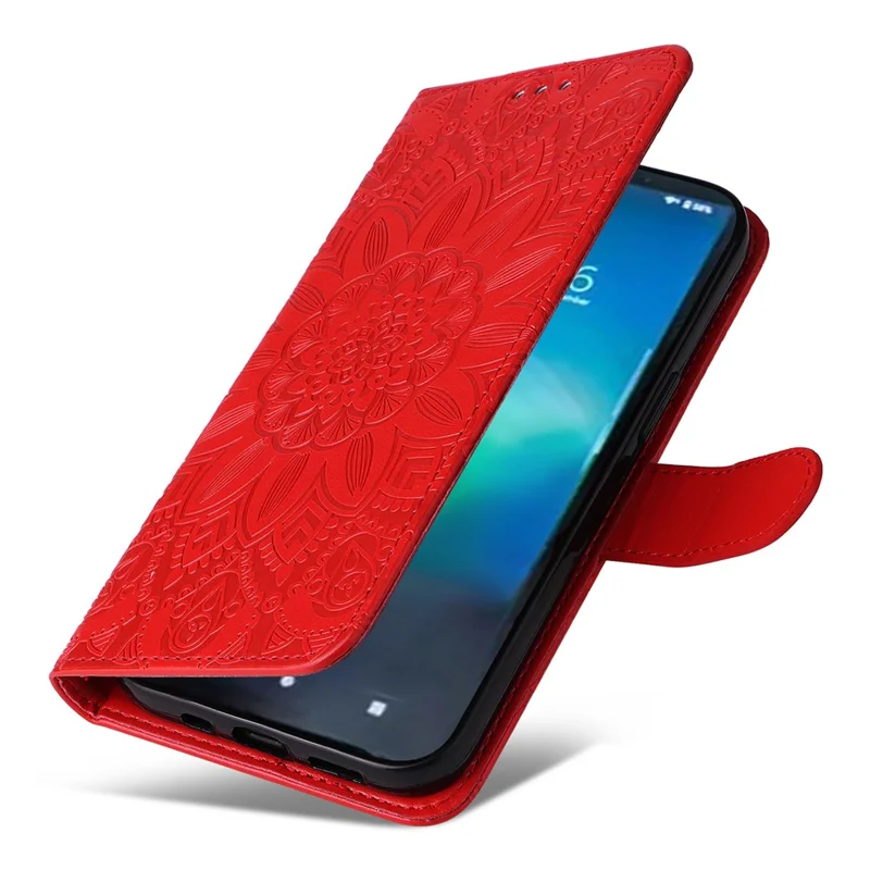 For Sony Xperia 5 VI Case PU Leather Phone Wallet Cover Sunflower Pattern - Red