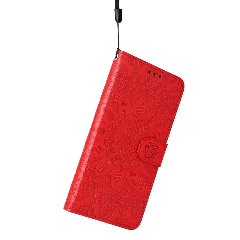 For Sony Xperia 5 VI Case PU Leather Phone Wallet Cover Sunflower Pattern - Red