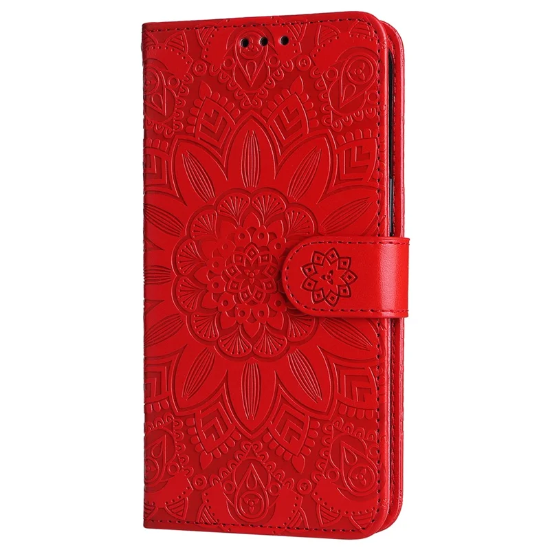 For Sony Xperia 5 VI Case PU Leather Phone Wallet Cover Sunflower Pattern - Red