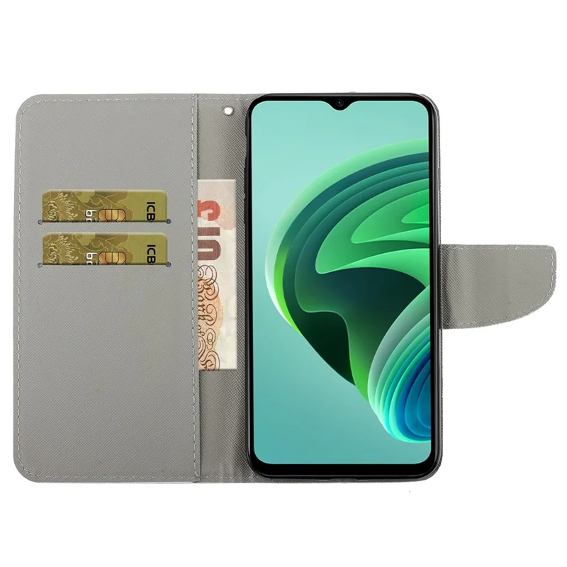 Anti-scratch Stand Phone Case for Xiaomi Redmi 10C 4G, Cross Texture Pattern Printing PU Leather Wallet Cover - Elephant