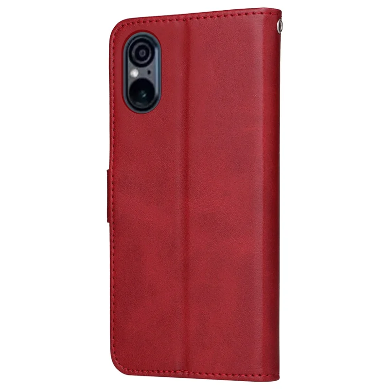 For Sony Xperia 5 VI Case Leather Phone Cover with 3 Card Slots Wallet - Red
