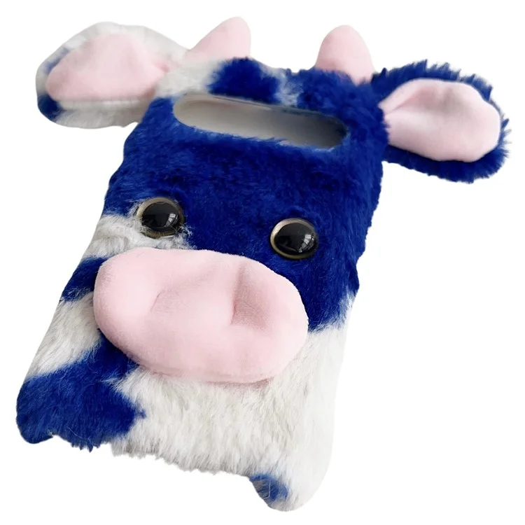 For Google Pixel 9 / 9 Pro Fluffy Cows Ear Cover Shockproof TPU Phone Case - Blue