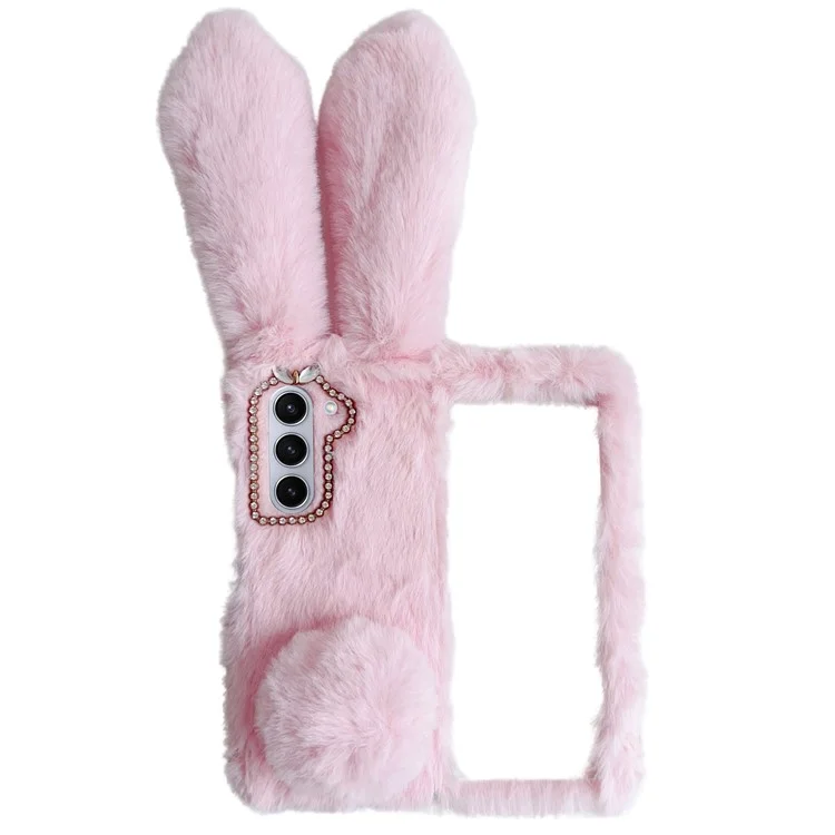 Faltbares Handyhülle für Samsung Galaxy Z Fold6 5G Flauschige Hasenohren Acryl-Abdeckung - Pink