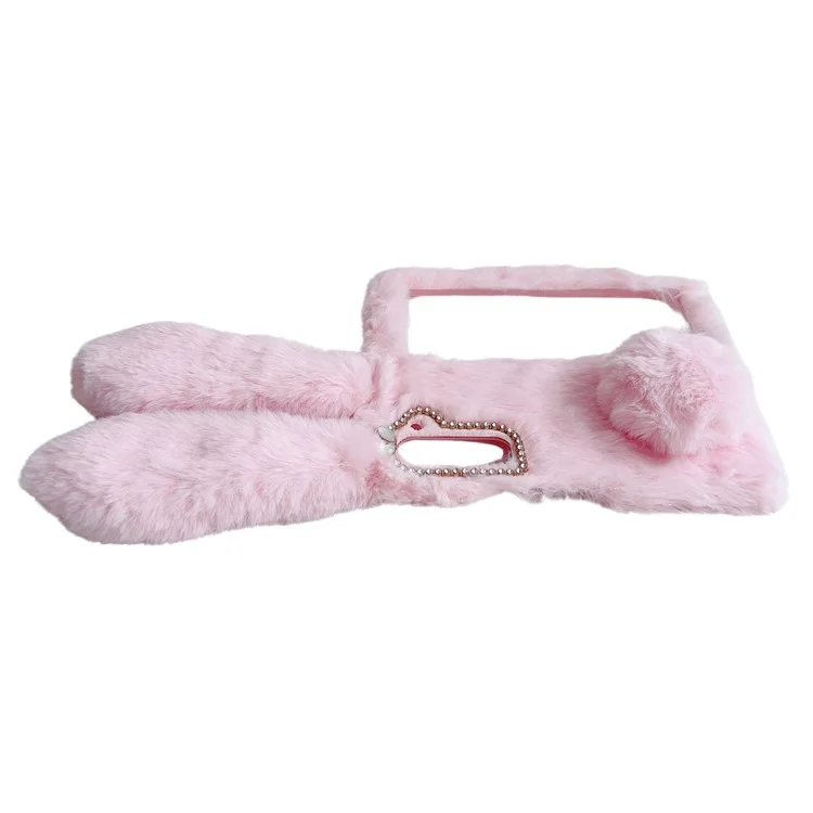 Faltbares Handyhülle für Samsung Galaxy Z Fold6 5G Flauschige Hasenohren Acryl-Abdeckung - Pink