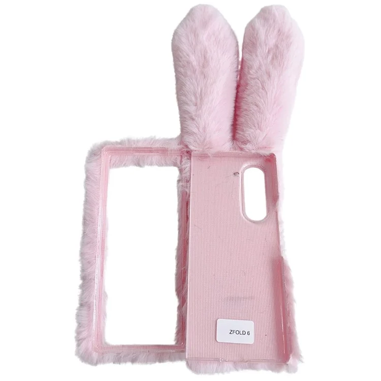 Faltbares Handyhülle für Samsung Galaxy Z Fold6 5G Flauschige Hasenohren Acryl-Abdeckung - Pink