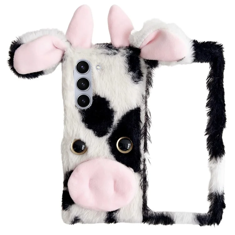 Étui de téléphone pliable pour Samsung Galaxy Z Fold6 5G Fluffy Cows Ear Acrylic Cover - Noir
