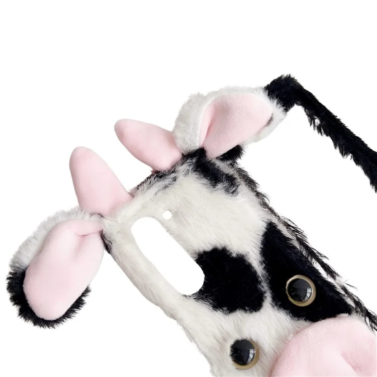 Étui de téléphone pliable pour Samsung Galaxy Z Fold6 5G Fluffy Cows Ear Acrylic Cover - Noir