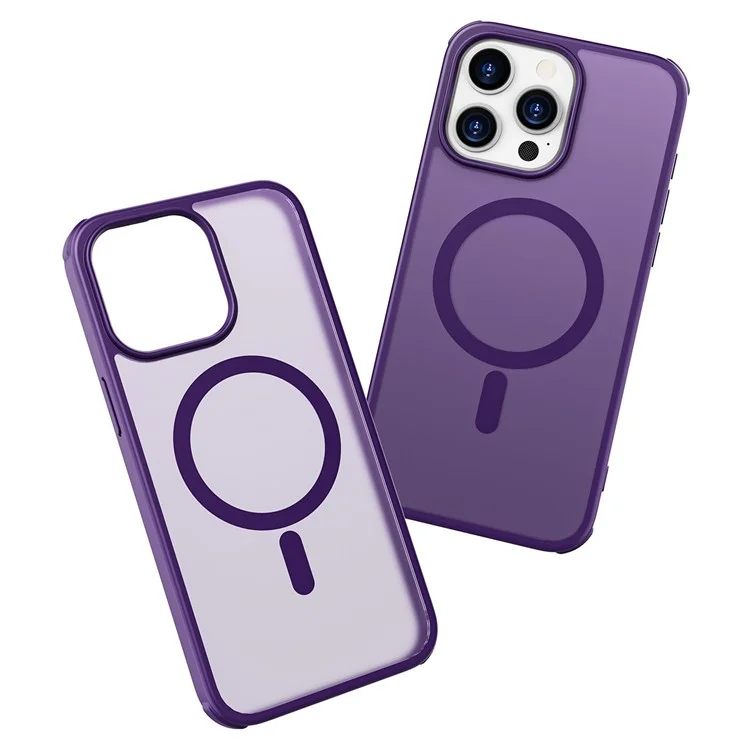 Type B For iPhone 15 Pro Max Case TPU+PC Anti-Drop Phone Cover Compatible with MagSafe - Purple