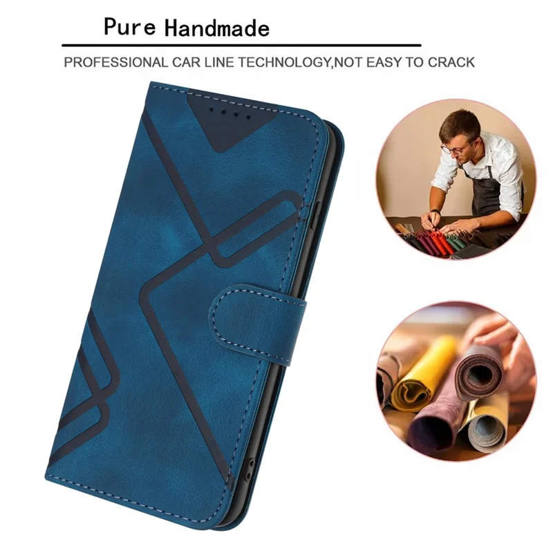 YX0040 For Realme Note 60x 4G / C63 4G / C61 4G Case Leather Phone Cover Geometry Pattern - Sapphire