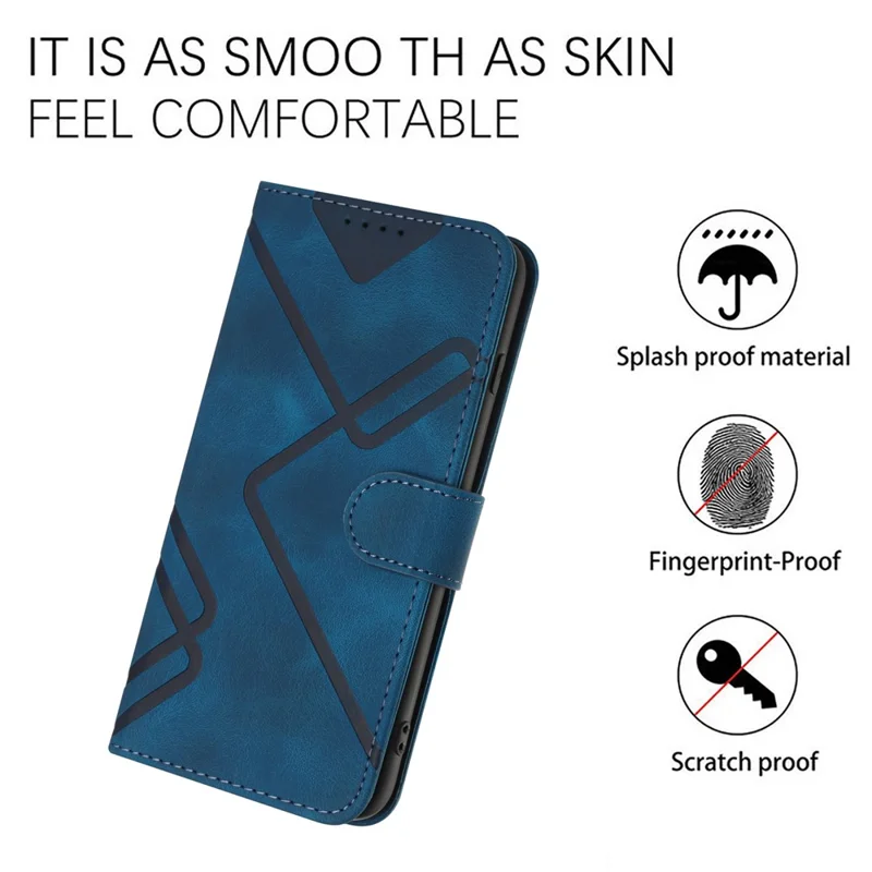 YX0040 For Realme Note 60x 4G / C63 4G / C61 4G Case Leather Phone Cover Geometry Pattern - Sapphire