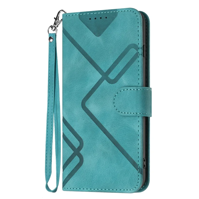 YX0040 For Realme Note 60x 4G / C63 4G / C61 4G Case Leather Phone Cover Geometry Pattern - Baby Blue