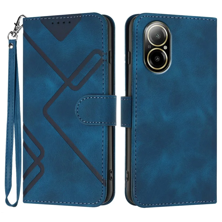 YX0040 Per Realme C67 4G Custodia Portafoglio Stand PU Leather Geometry Phone Cover - Zaffiro